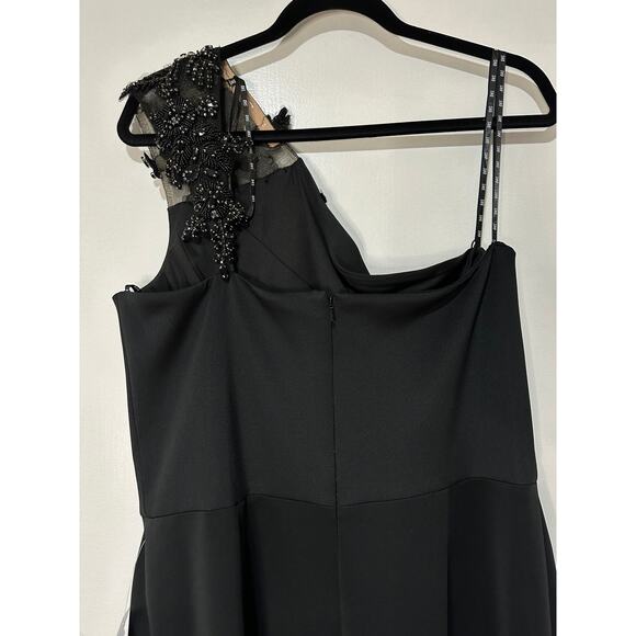 SHO by Tadashi Shoji Beaded Appliqué One-Shoulder Jumpsuit Size XL NWT - Picture 12 of 16